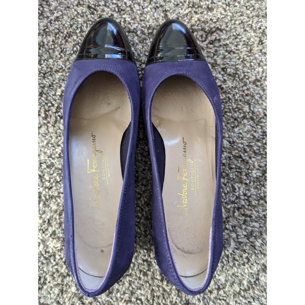 Vintage Salvatore Ferragamo Pumps Shoes Womens Size 7 Purple Suede